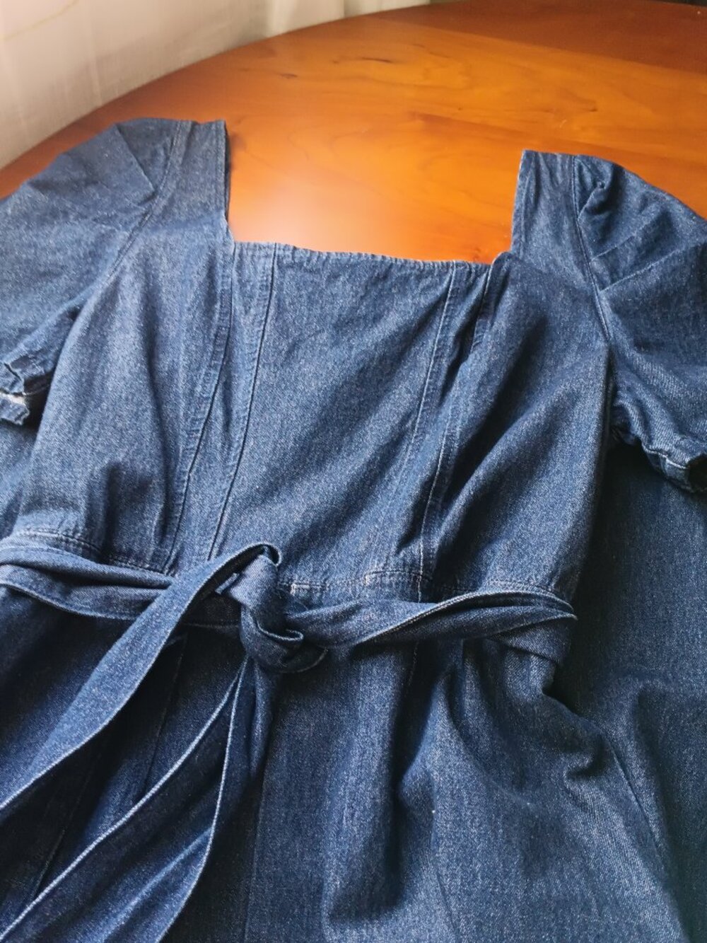 Blue Medium Wash 100% Cotton Denim Dress Short Sleeve Size Small - Picture 12 of 12